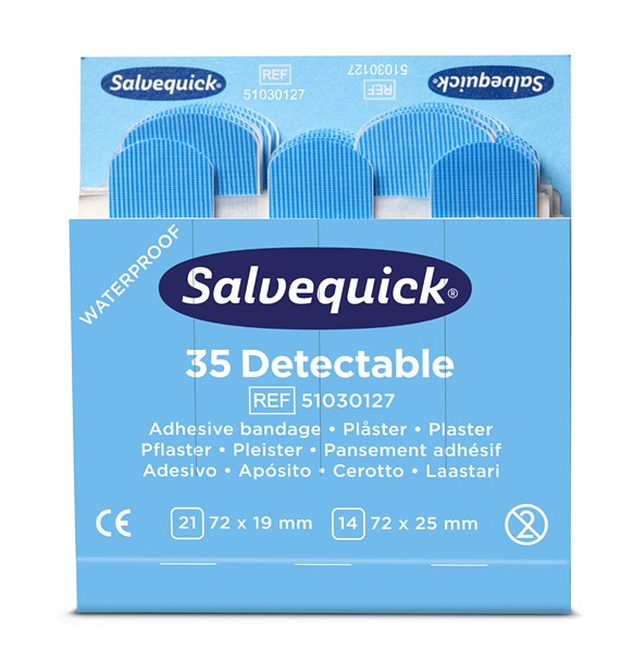 Plaster Salvequick for næringsmiddel blå vanntett