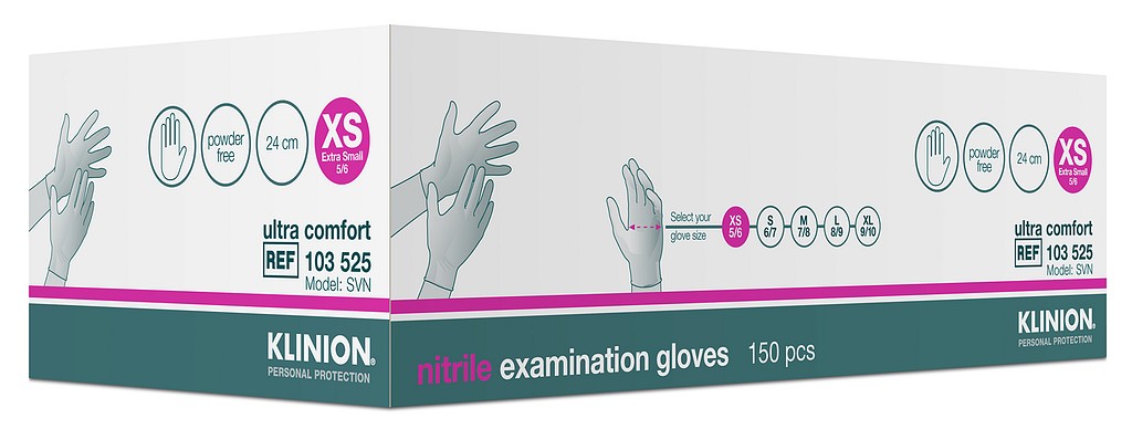 Hanske nitril Klinion Ultra Comfort kort XS hvit