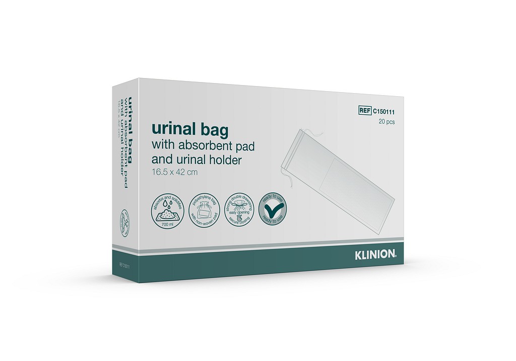 Klinion urinpose med absorberende pute og urinalholder