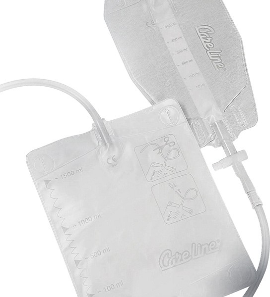 Urinpose Care Line ben 0,75l tømbar 50cm slange