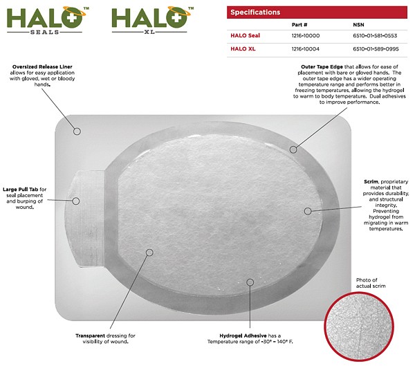 Bandasje okklusiv Halo Chest seal