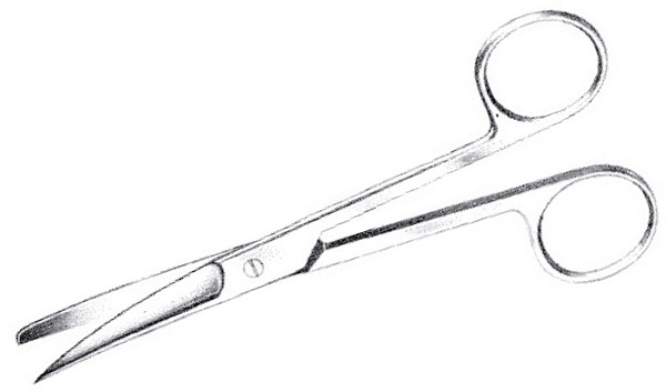 Saks kirurgisk buet spiss/butt 13cm