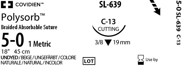 Sutur Polysorb 5-0 USP C-13 45cm