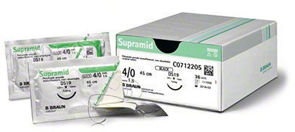 Sutur Supramid 4-0 DS24 45cm sort