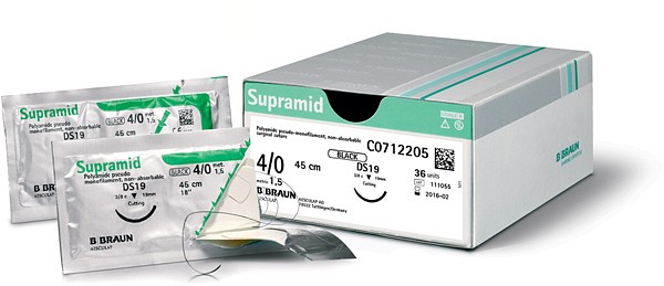 Sutur Supramid 3-0 DS24 45cm sort