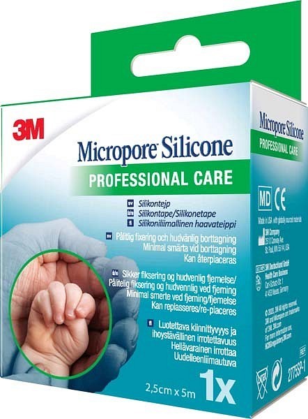 Tape kirurg silikon 3M Micropore 2,5cmx5m enkeltpk