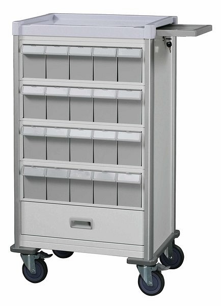 Medisinvogn MBI m 20 medisinskuffer Hvit