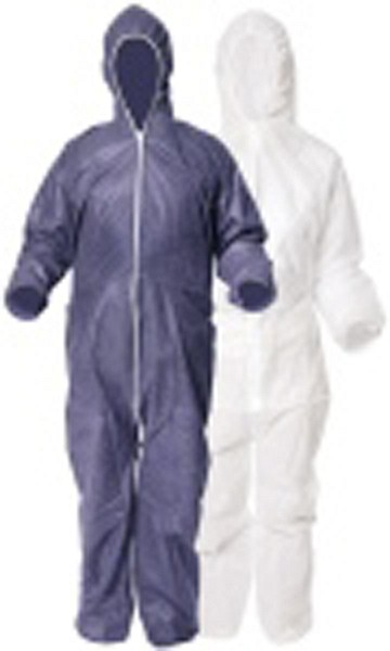 Bekledning kjeledress m/hette PP non woven L hvit
