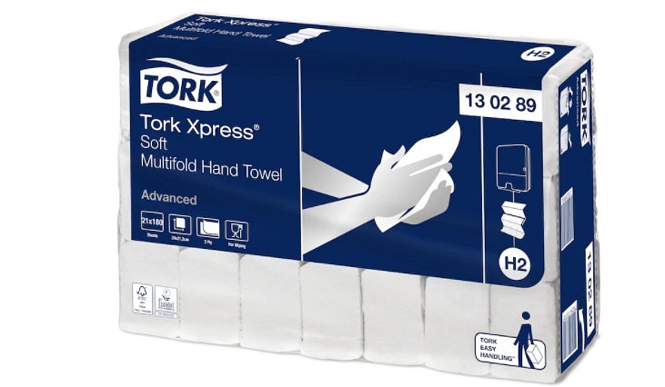 Håndtørkepapir Tork Xpress Multifold 2-lag 180ark