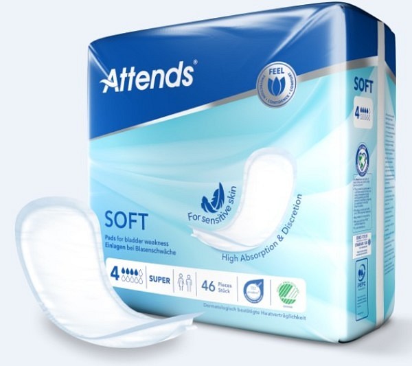 Inko skydd Attends Soft 4 Super. 39 x 14,5 cm, ABS ISO 801 ml