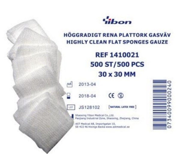 Plattork gasväv 30x30mm höggradigt ren
