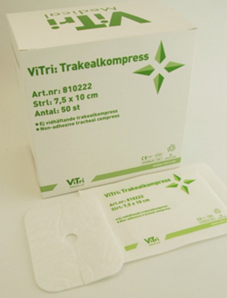 Kompress sårdyna trakeal 7,5x10cm steril