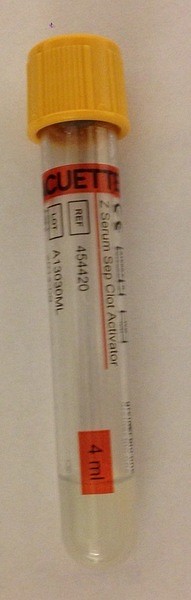 Vakuumrör Vacuette Koag. aktivator, 5/3ml, gel, guld transparent etikett