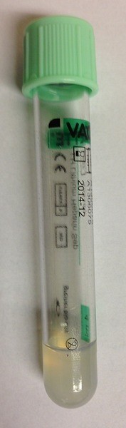 Vakuumrör Vacuette, Li-Heparin, 5/3,5ml, gel, grön,transparent etikett