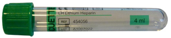 Vakuumrör Vacuette, Li-Heparin, 5/4ml, grön, transparent etikett