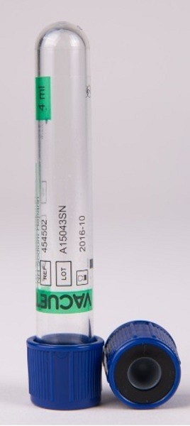 Vakuumrör Vacuette, Na-Heparin, 5/4ml, blå, transparent etikett