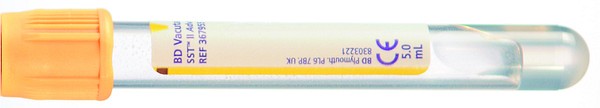 Vakuumrör BD Vacutainer SST II, 7/5 ml, gel, gul, pappersetikett