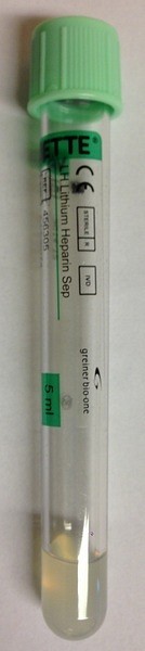 Vakuumrör Vacuette, Li-Hep, 7/5ml, gel, ljusgrön, transparent etikett