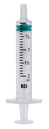 Spruta Emerald 3-komp luer 2ml. Steril, centrerad gradering 0,1ml