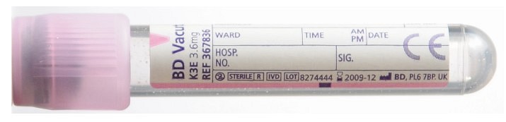 Vakuumrör BD Vacutainer K3-EDTA, 5/2 ml, lila, pappersetikett
