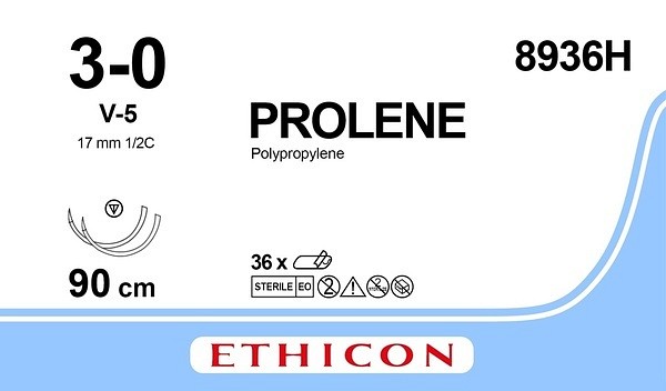 Sutur Prolene 2-0 2X V-5 Steril 120CM blå 1/2 TP Sutur J&J 3-0, 120cm, V-5 x2