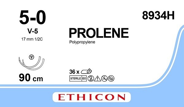 Sutur Prolene 5-0 2X V-5 Steril 90cm blå 1/2 TP Sutur J&J 5-0, 90cm, V-5 x2