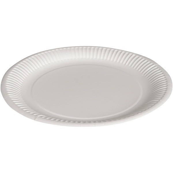 Tallrik Flat Vit 23cm Papp med beläggning av biomaterial