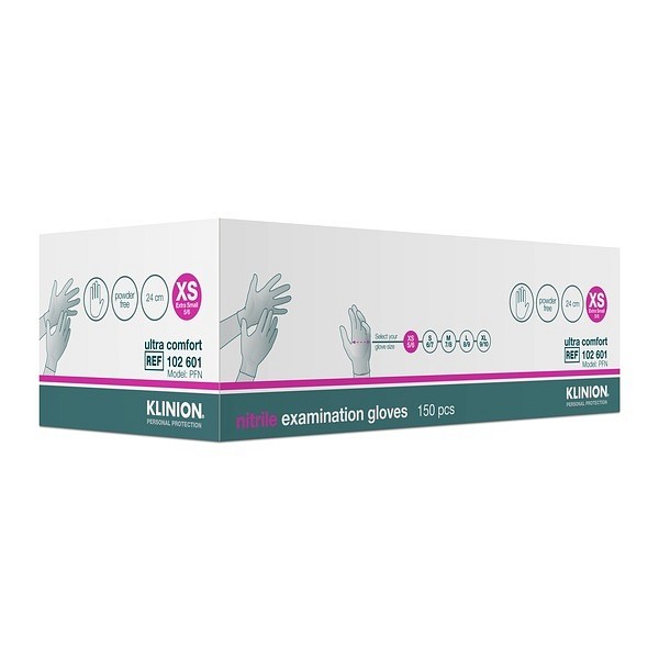 Handske undersök Klinion Ultra Comfort XS nitril puderfri vit