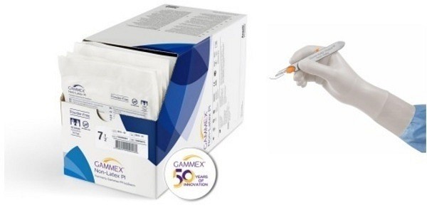 Handske op Gammex PI non-latex 6,5 steril latexfri puderfri vit