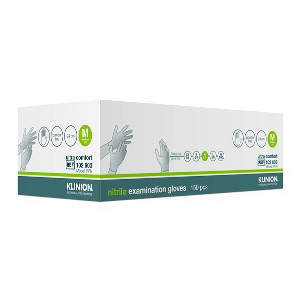 Handske undersök Klinion Ultra Comfort M nitril puderfri vit