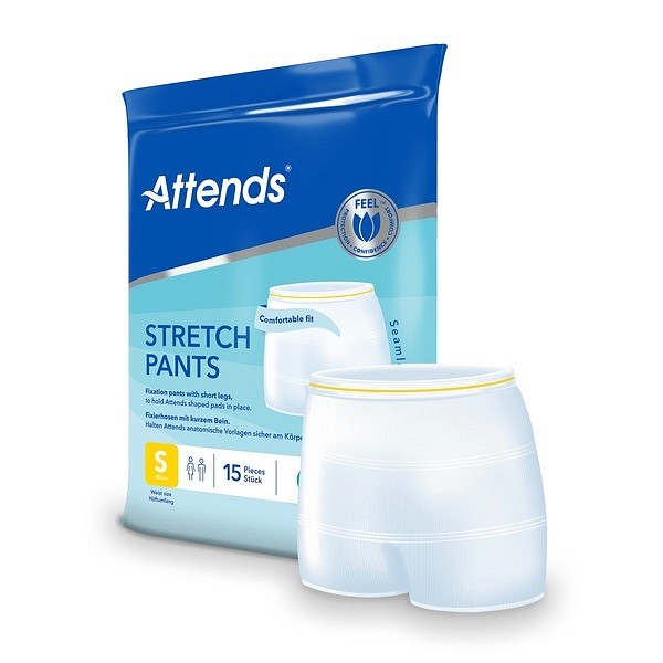 Fixeringsbyxa med ben S Attends Stretch Pants. Höft < 80 cm röd