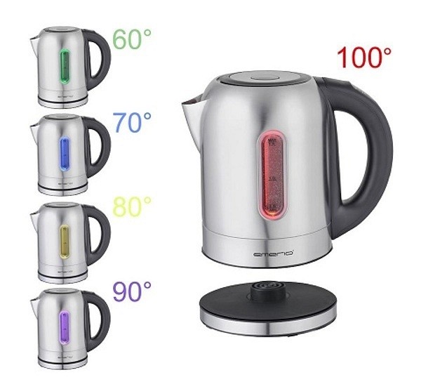Vattenkokare rostfri Emerio 1,7l temperaturinställningar