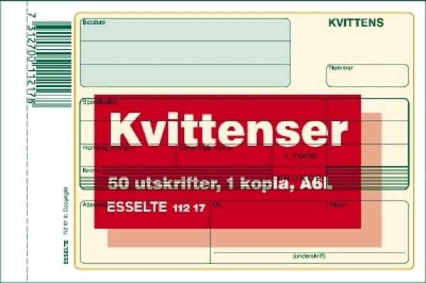Kvittensblock A6L 50st blad med kopia