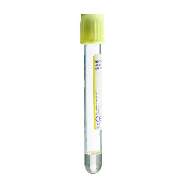 Vakuumrör BD Vacutainer 7/6ml ACD lösn B, gul glas pappersetikett