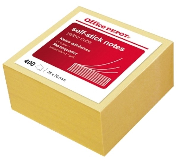 Noteskub Office Depot gul 76x76mm 400 blad