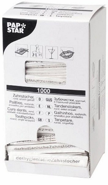 Tandpetare trä runda 1000/ask styckförpackade