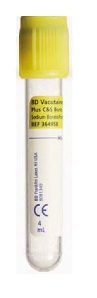 Vakuumrör BD Vacutainer Urin, stabilisator, 5/4 ml, gul, pappersetikett