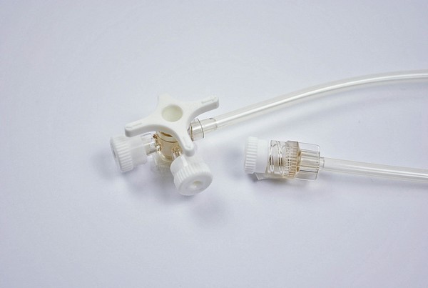 3-vägskran Connecta slang 50cm vit. Steril, DEHP-fri PVC