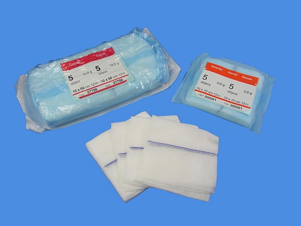 Op duk gasväv Mediplast 10x60cm steril 4-lager röntgentråd 5-pack