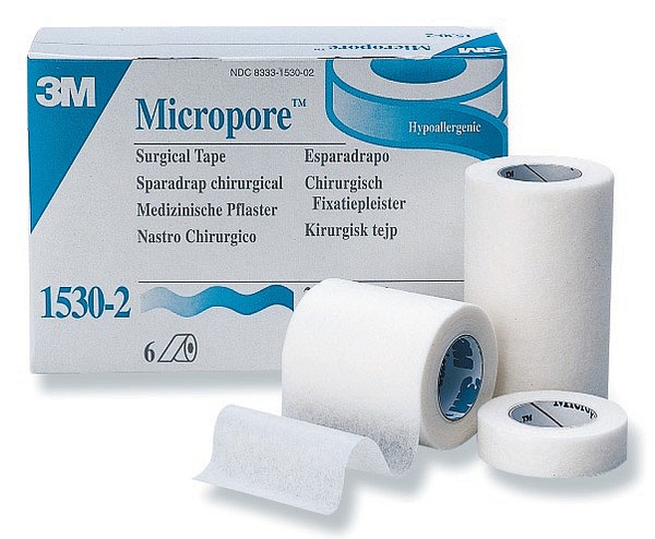 Papperstejp Micropore 7,5cmx9,14m utan hållare vit