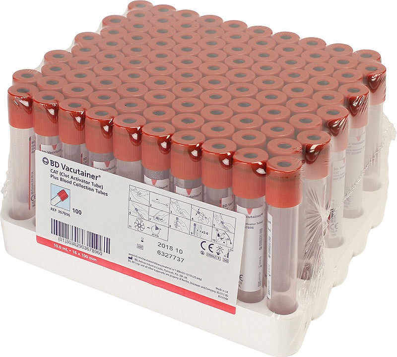 Vakuumrör BD Vacutainer CAT, 10/10 ml, röd, pappersetikett