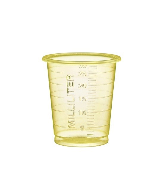 Medicinbägare eco+ smal gul 30ml fossilfritt material