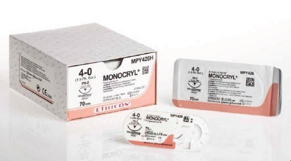 Sutur Monocryl 4-0 TS 48mm steril 70cm ofärg rak skär
