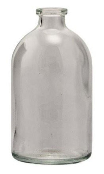 Injektionsflaska glas 100ml, typ 1, Klar glas, Hals/öppning 20mm