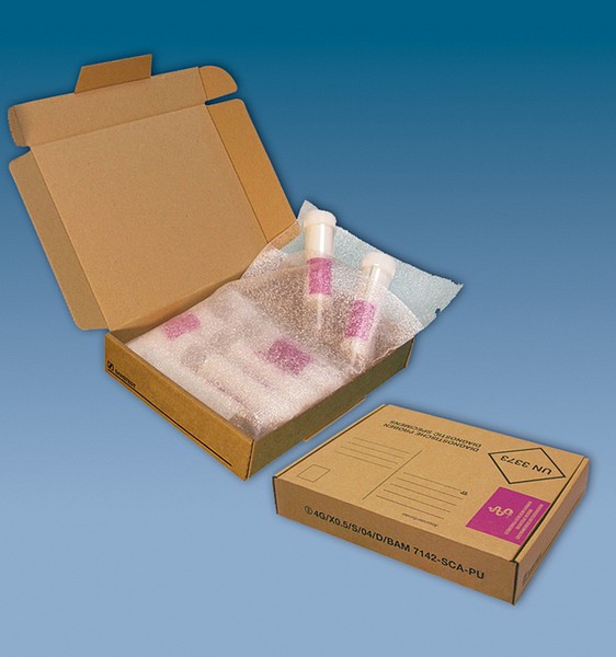 Transportkartong 22x17x4cm för bio prover med tryck un 3373