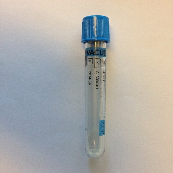 Vakuumrör Vacuette Na-Cit 3,2%, 5/3,5ml, ljusblå, pappersetikett