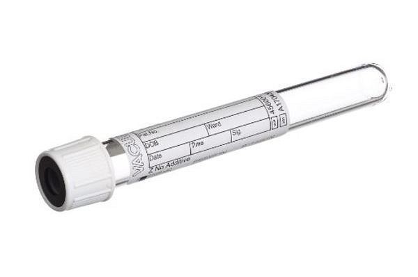 Vakuumrör Vacuette, utan tillsats, 7/6ml, vit, pappersetikett