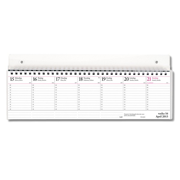 Kalenderställ vägg transparent för veckoalmanackan 305x90mm