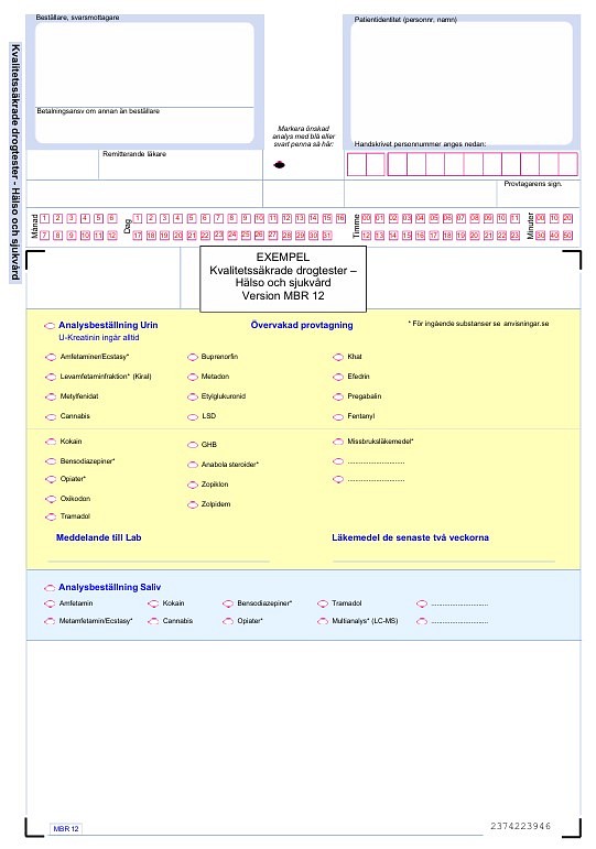Remiss droganalys hälso- och sjukv Unilabs 50 st/fp