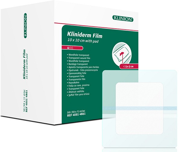 Sårfilm med dyna Kliniderm 10x10cm dyna 5x5cm steril